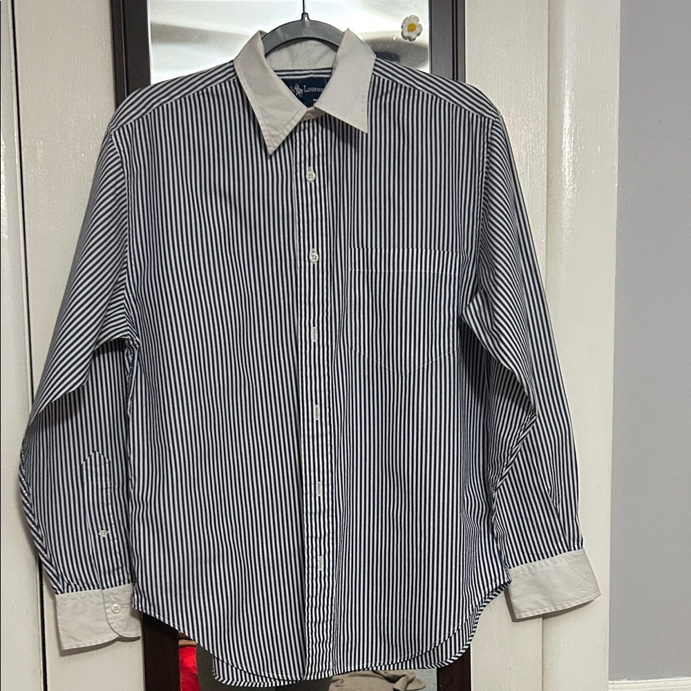 Ralph Lauren Double RL Navy and White Striped Shirt
